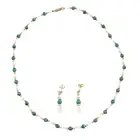 Cultured pearl & malachite necklace & earrings