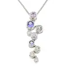 Vari-hue sapphire & diamond pendant,18ct gold chain