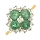 18ct gold emerald & diamond ring