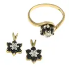 Sapphire & diamond ring & two pendants