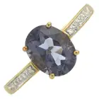 9ct gold iolite & diamond ring