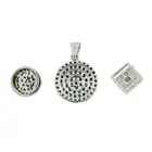 Three diamond & 'coloured' diamond pendants
