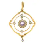 Amethyst & seed pearl pendant