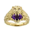 18ct gold diamond and amethyst lion head ring, by Gucci