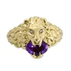 18ct gold diamond and amethyst lion head ring, by Gucci