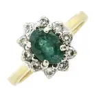 Emerald & diamond cluster ring