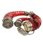 Three ruby glass horn or cornucopia scent bottles