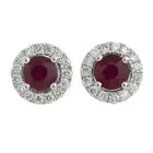 18ct gold ruby & diamond cluster stud earrings