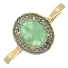 9ct gold emerald & diamond cluster ring