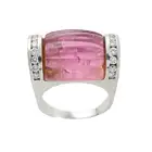 Grooved pink tourmaline and diamond ring
