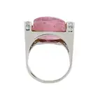 Grooved pink tourmaline and diamond ring