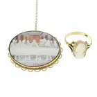 Shell cameo ring & brooch, one 9ct gold