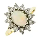 18ct gold opal & diamond cluster ring