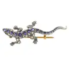Amethyst & diamond lizard brooch
