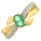 Emerald & diamond stylised ring