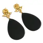 Silver onyx & diamond drop earrings