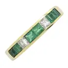 18ct gold emerald & diamond half eternity ring
