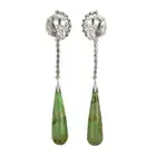 Green hardstone and diamond earrings