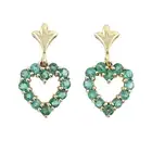 9ct gold emerald heart earrings