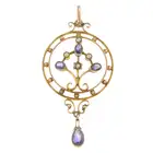 Early 20th century amethyst & split pearl pendant