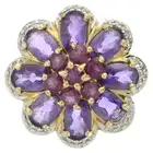 9ct gold gem-set floral ring