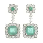 18ct gold emerald & diamond drop earrings