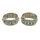 Egyptian basket weave dish; plus cased napkin rings