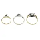 Three 9ct gold diamond rings