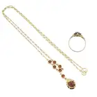 9ct gold garnet ring & necklace
