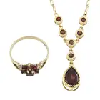 9ct gold garnet ring & necklace