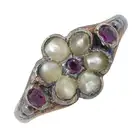 Late 19th century ruby & split pearl ring