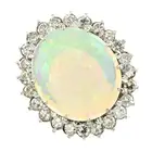 Mid 20th century opal & diamond cluster ring