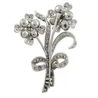 Cultured pearl and diamond floral spray brooch