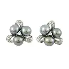 9ct diamond & cultured pearl stud earrings