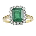 18ct gold emerald and diamond cluster ring