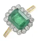 18ct gold emerald and diamond cluster ring