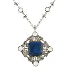 Early 20th moonstone & hardstone foliate necklace