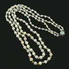 Opal & colourless gem two-row bead necklace