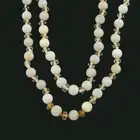 Opal & colourless gem two-row bead necklace
