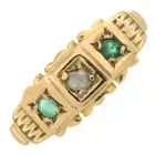 Victorian 15ct gold diamond & emerald ring