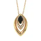 18ct gold black gem & diamond pendant, with chain