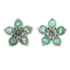 Emerald & diamond floral cluster earrings