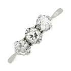 Mid 20th century diamond three-stone ring