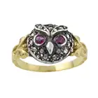 Diamond and ruby owl ring