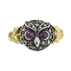 Diamond and ruby owl ring