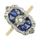 Sapphire & rose-cut diamond dress ring