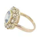 Aquamarine and old-cut diamond cluster ring