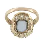 Aquamarine and old-cut diamond cluster ring