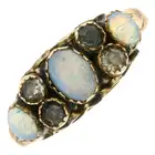 Edwardian 9ct gold opal & colourless gem ring