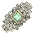 Mid 20th century emerald & diamond dress ring